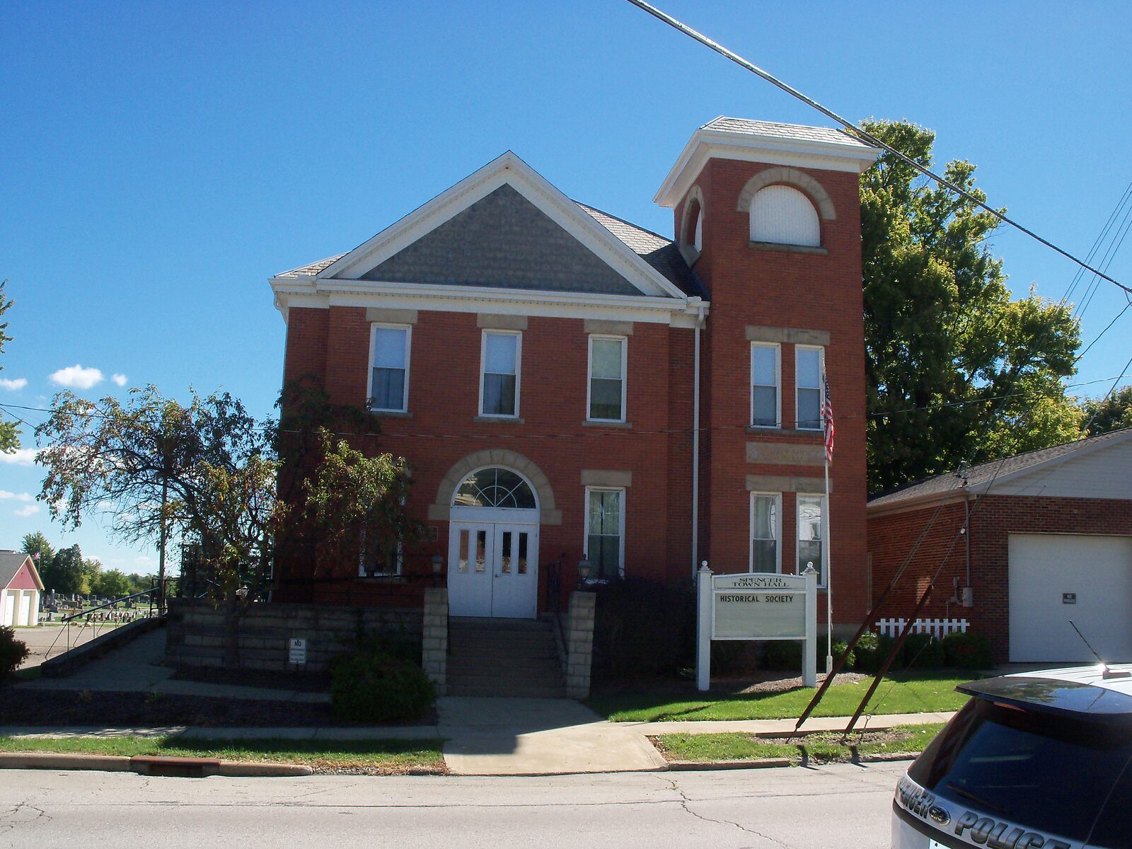 The old Spencer Town Hall at 112 N Main Street, a brick building constructed in 1898.
