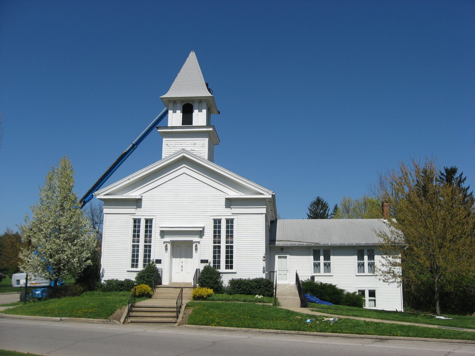 The Universalist Church of Westfield Center, a Greek Revival building on the village green, dedicated 1849.