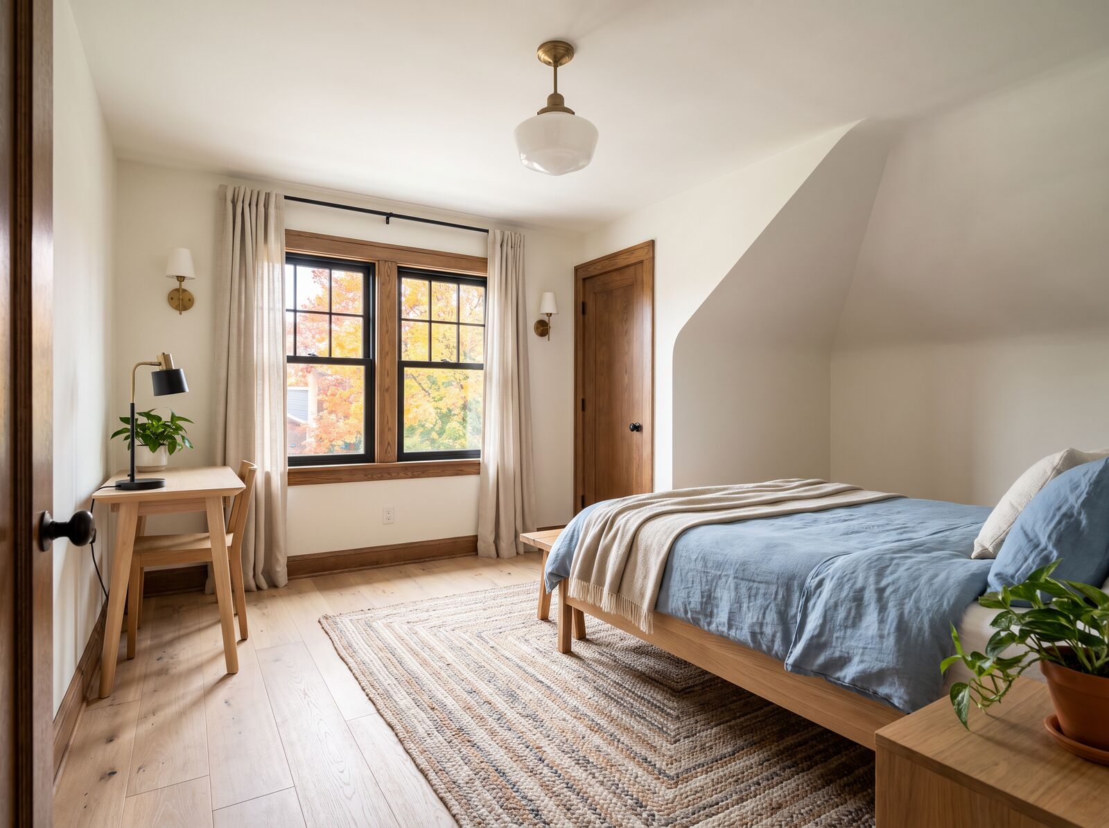 Illustration: Second bedroom under the sloped ceiling