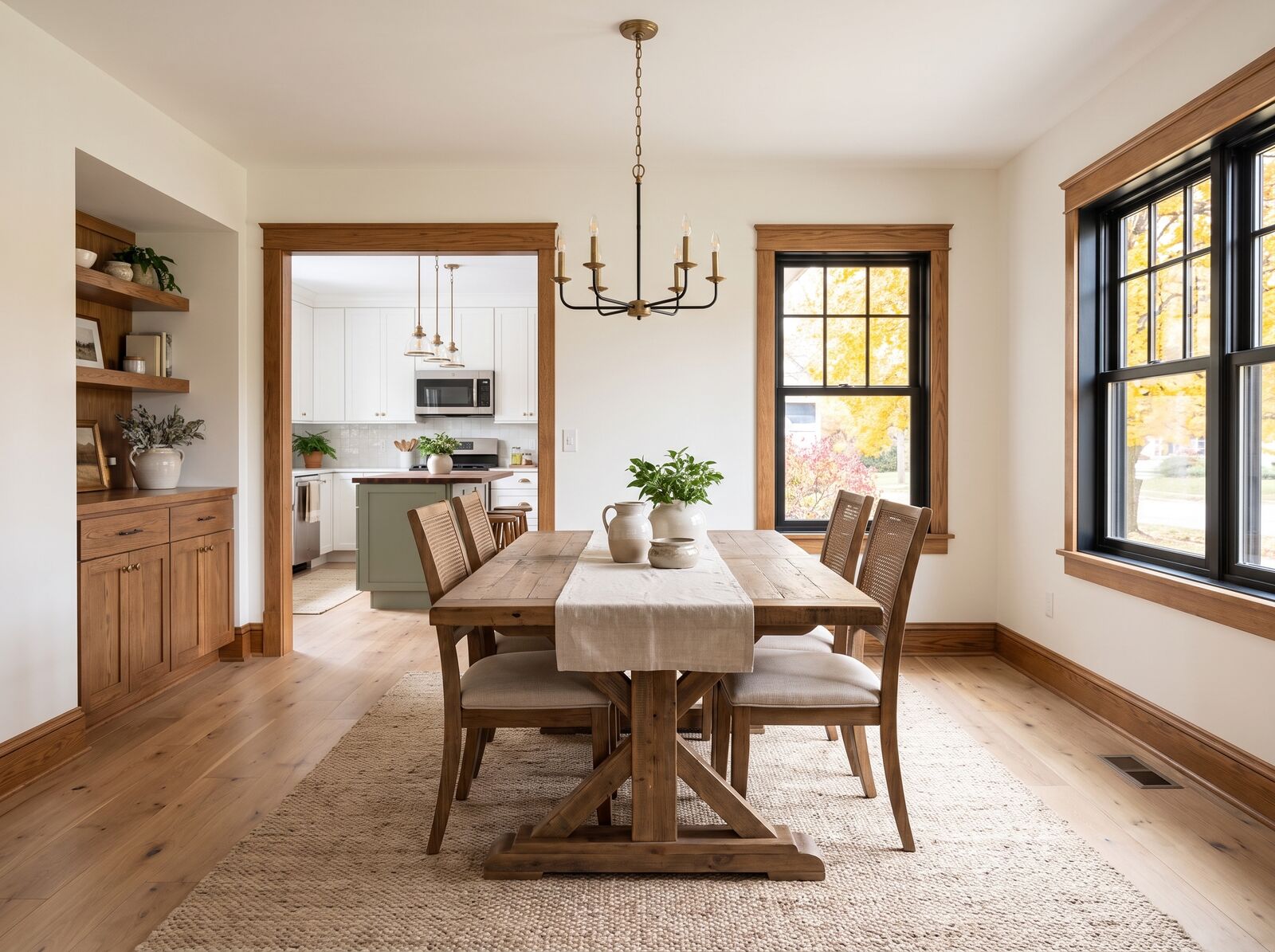 Illustration: The dining room looking toward the kitchen