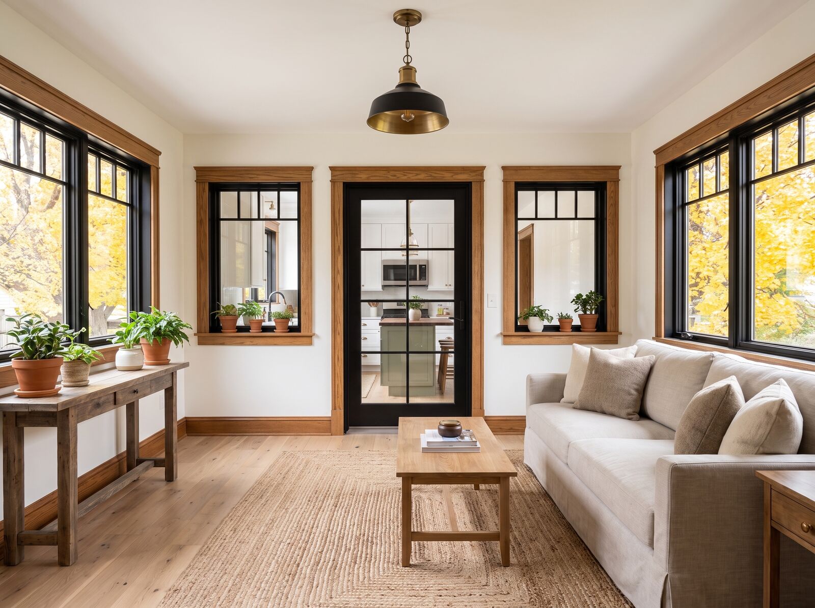 Illustration: The sunroom looking back toward the kitchen door