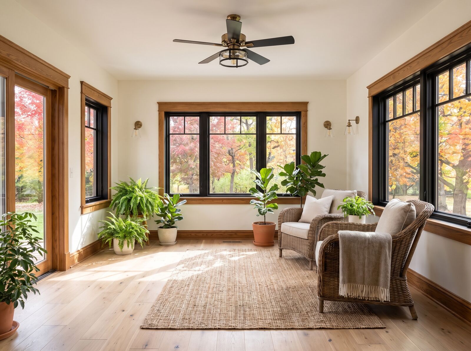 Illustration: Four-season sunroom with windows on three sides